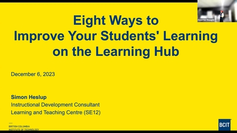 Thumbnail for Food for Thought - Eight Ways to Improve Your Students' Learning on the Learning Hub
