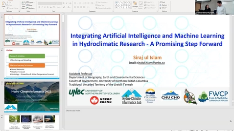 Thumbnail for Siraj ul Islam - Integrating Artificial Intelligence and Machine Learning in Hydroclimatic Research - A Promising Step Forward - NRESi Colloquium Friday 10 October, 2025