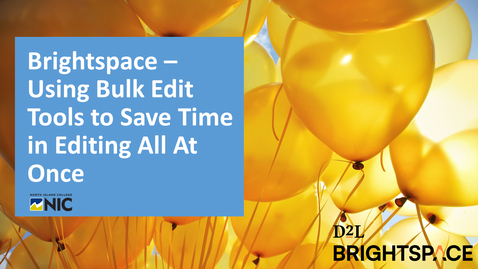 Thumbnail for Brightspace: Using Bulk Edit Tools to Save Time in Editing All at Once