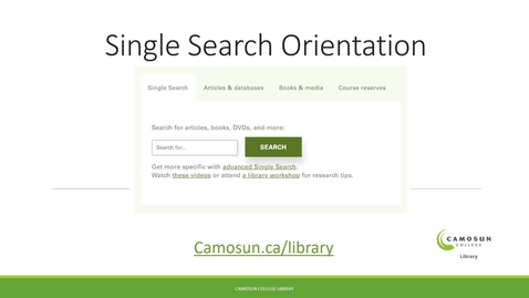 Thumbnail for Single Search Orientation (updated Nov 2021)
