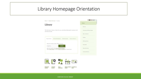 Thumbnail for Library Homepage Orientation  November 2021