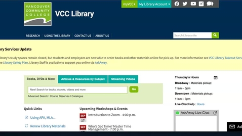Thumbnail for Requesting Books from VCC Library
