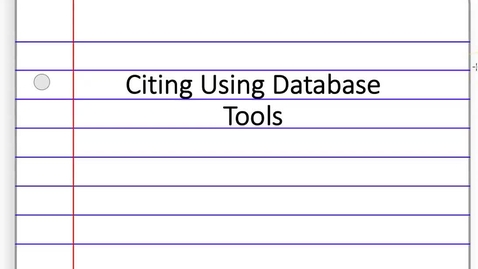 Thumbnail for 1. Database Citation Tools