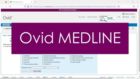 Thumbnail for Ovid MEDLINE Tutorial Part 1