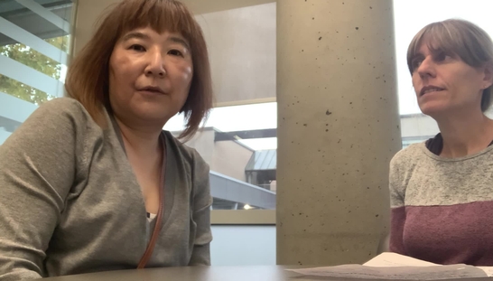 Julia Kim receiving feedback comm demo