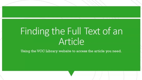 Thumbnail for Finding the Full Text of an Article