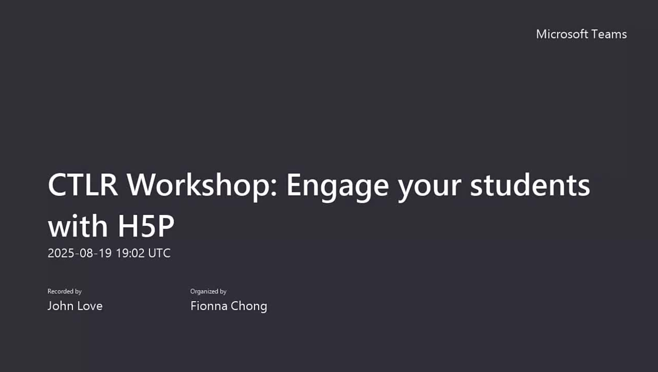 Workshop: &quot;Using H5P&quot; (Aug. 19/25)
