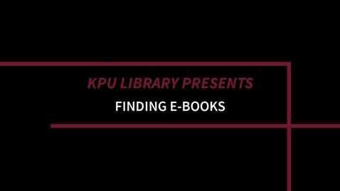 Thumbnail for Finding E-books