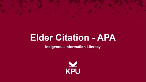 Thumbnail for Indigenous Information Literacy - Elder Citation APA