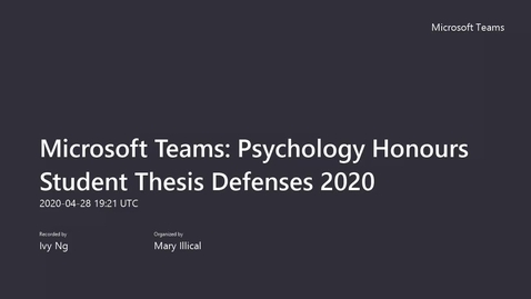Thumbnail for A View From Another Lens: Investigating the Misinformation Effect in Virtual Reality Psychology Honours Student Thesis Defenses 2020
