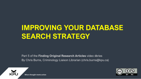 Thumbnail for CRIM Methods 5-Improving your database search strategy