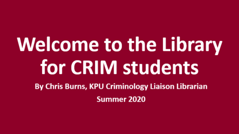Thumbnail for CRIM: Welcome to the Library