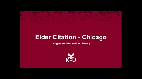 Thumbnail for Indigenous Information Literacy - Elder Citation Chicago
