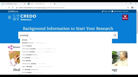 Thumbnail for Credo Database Search - Psychology