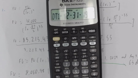 Thumbnail for MATH150 10 - 3 Using financial calculator for Days Between Dates (q3).avi
