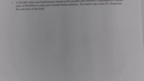 Thumbnail for MATH150 10 - 1 Bond pricing, same rate, different rate but on interest payment date (qs 1 and 2)