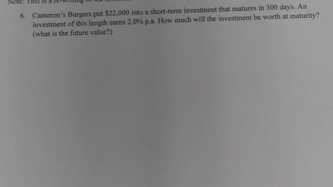 Thumbnail for MATH150 1 - 3 Maturity and Present Value (qs 6 and 7)