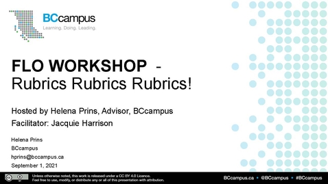 Thumbnail for Introduction to the FLO Workshop: Rubrics Rubrics Rubrics!