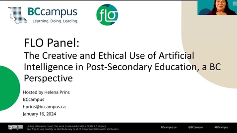 Thumbnail for FLO Panel: The Creative and Ethical Use of Artificial Intelligence in Post-Secondary Education — a B.C. Perspective (Jan. 16, 2024)