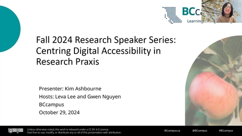 Thumbnail for Research Speaker Series: Centring Digital Accessibility in Research Praxis (Oct. 29, 2024)