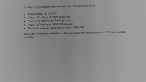 Thumbnail for MATH150 11 - 1 Net Present Value (q1)