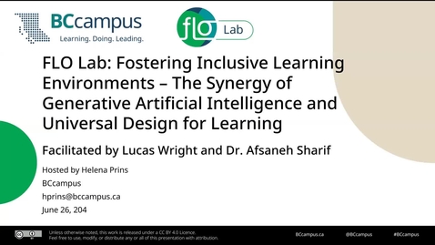 Thumbnail for FLO Lab: Fostering Inclusive Learning Environments – The Synergy of Generative Artificial Intelligence and Universal Design for Learning (June 26, 2024)