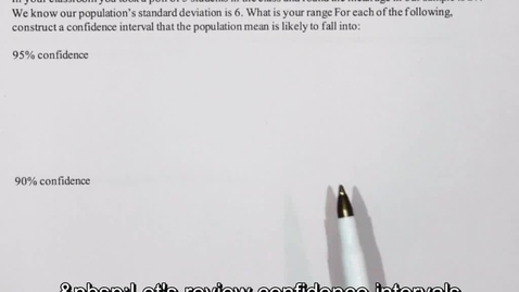 Thumbnail for Question 5.1 Confidence Interval When Population Standard Deviation Is Known