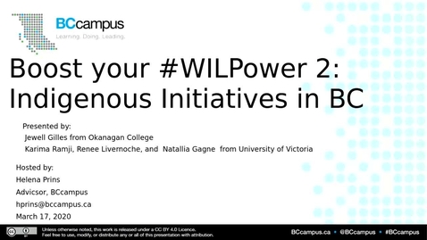 Thumbnail for ACE-WIL Boost your #WILPower 2: Indigenous Initiatives in BC (March 17,2020)