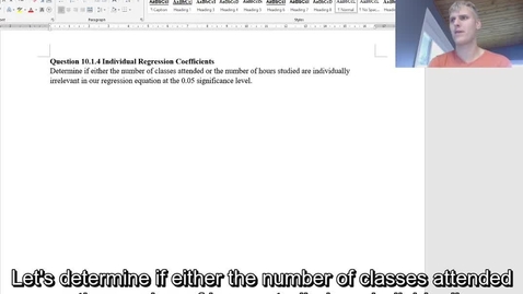 Thumbnail for Question 10.1.4 Individual Regression Coefficients
