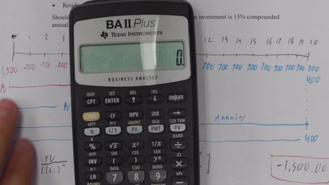 Thumbnail for MATH150 11 - 2 Using Financial Calculator to solve NPV and Internal Rate of Return (q1)