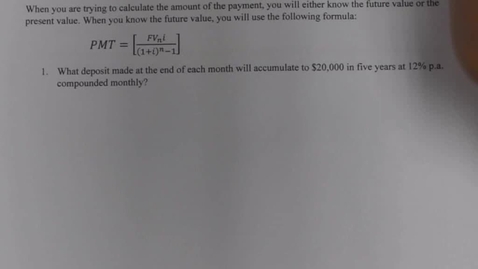 Thumbnail for MATH150 6 - 1 Ordinary Annuities PMT and N (qs 1 to 4)